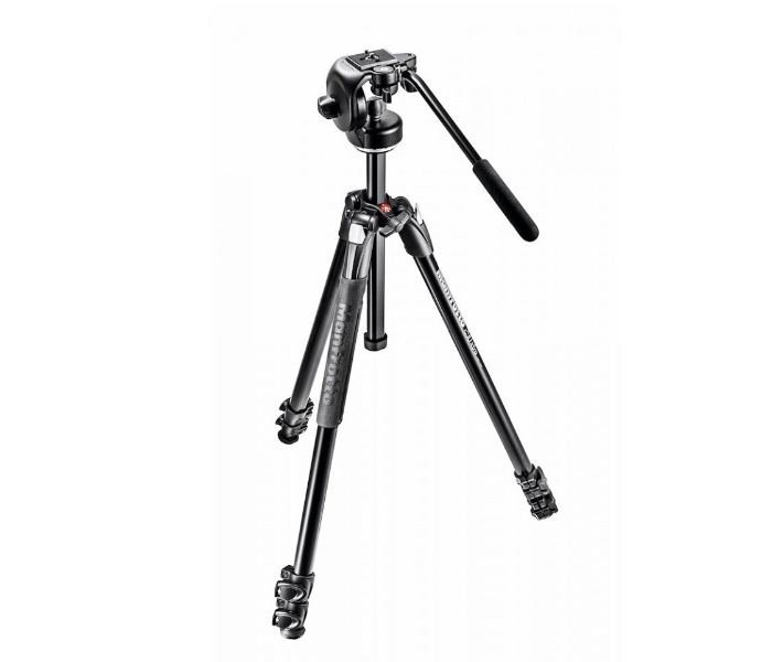 Manfrotto MK290XTA3-2W 290 Xtra Aluminium 3 Section Tripod Kit with 128RC Fluid Head - Black - Zoom Image 1