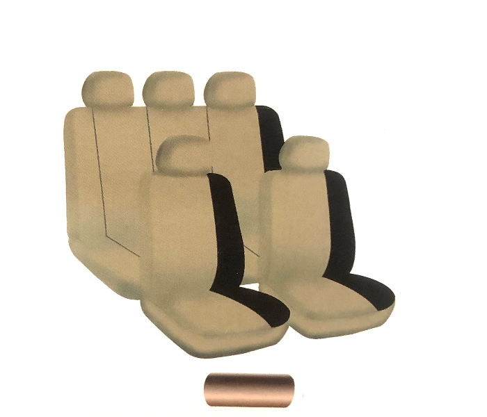 3XR 11 Piece Seat Cover Full Set For Sedans - Black And Beige - Zoom Image 1