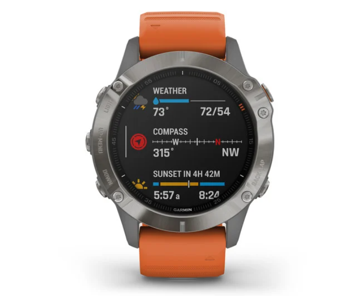 Garmin 010-02158-14 Fenix 6 Sapphire Edition Titanium with Ember Orange Band GPS Smart Watch - Zoom Image 4