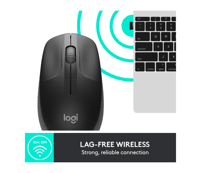 Logitech M190 Full-Size Wireless Mouse - Charcoal - Zoom Image 3