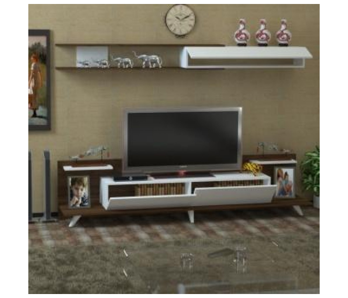 Dore TV Table - White and Brown - Zoom Image 2