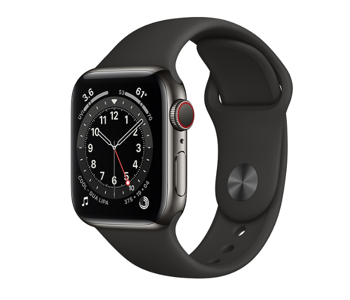 Apple Watch Series 6 M06X3AE GPS and Cellular 40mm Graphite Stainless Steel Case with Black Sport Band - Zoom Image 1