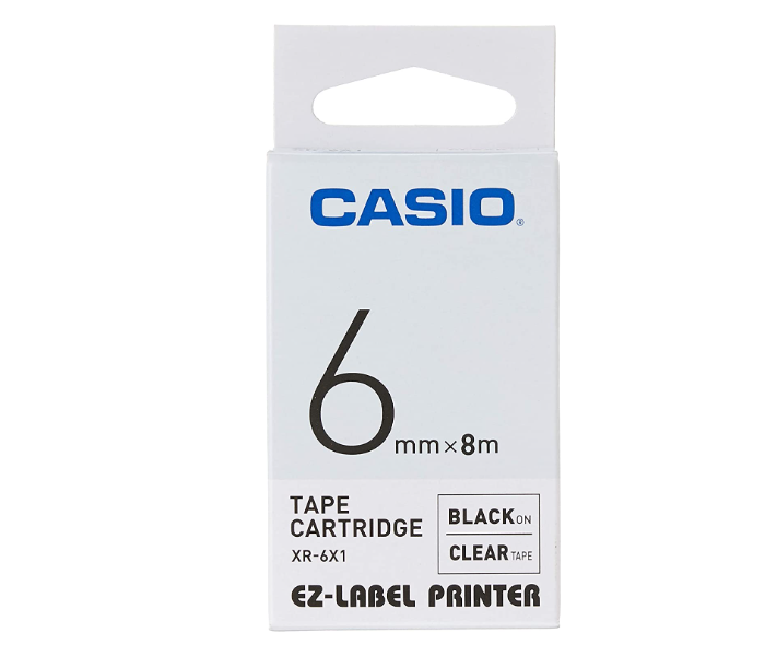 Casio XR-6X1 6mm Black on Transparent Color Tape for Label Printer - Zoom Image 1