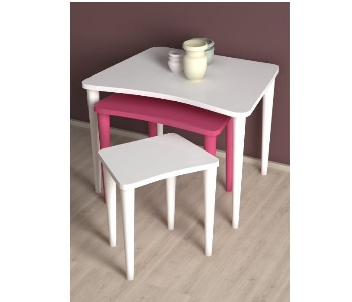 Nero 3 Pcs Wh F Wh Service Table Set - White and Pink - Zoom Image 2