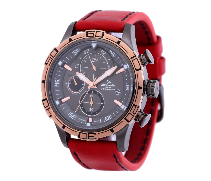 Tornado T5120-XLRXK Quartz Stainless Steel and Leather Casual Watch - Red - Zoom Image 1