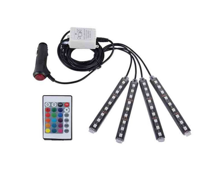 4 In 1 Car Interior Floor Decoration LED with Wireless Remote Control - RGB - Zoom Image