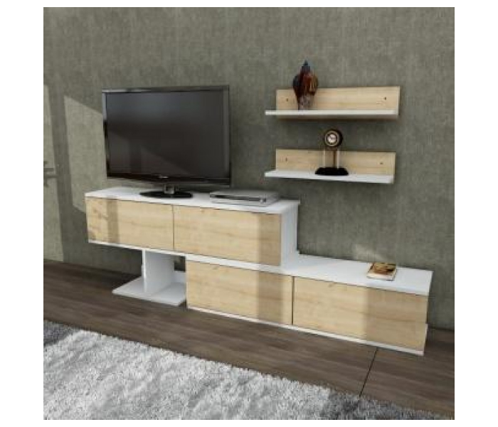 Maximus Movable TV Table - White and Beige - Zoom Image 2