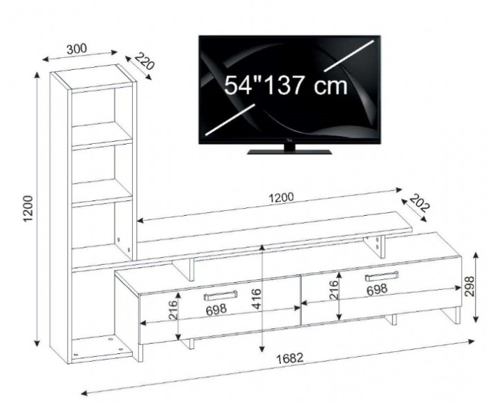 Simal TV Table - White and Beige - Zoom Image 2