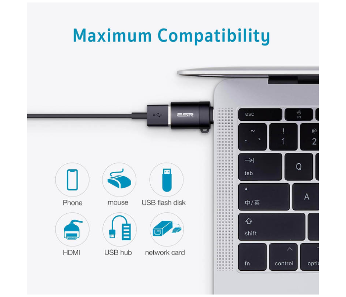 ESR 1 Pack USB 3.0 to USB-C Adapter - Black - Zoom Image 3