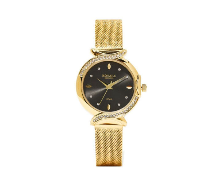 Royale RE080G Executive Analog Watch For Women - Black and Gold - Zoom Image