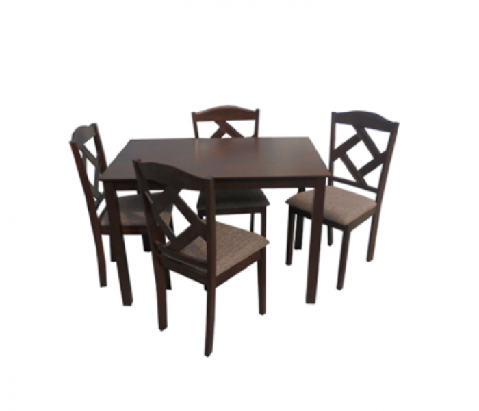 Dining Table With 4 Cushioned Chairs - Brown - Zoom Image