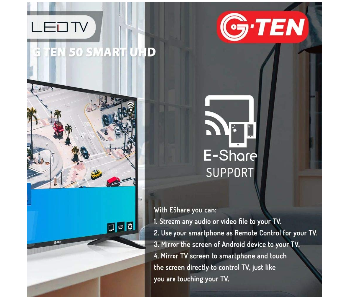 G Ten 50 Inch UHD Smart LED TV - Black - Zoom Image 3