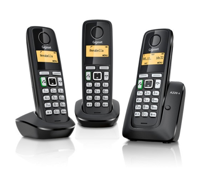 Gigaset A220A Trio Cordless Phone - Black - Zoom Image