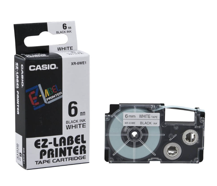 Casio XR-6WE1 6mm Label Tape - White - Zoom Image 1