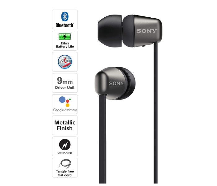 Sony WI-C310 Wireless In-Ear Headphones - Black - Zoom Image 2