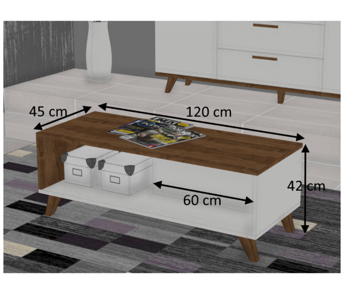 Trend 1 Carton Coffee Table - White and Brown - Zoom Image