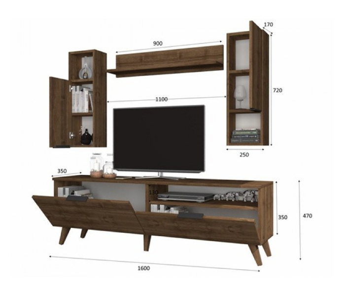 Ruya 2 Cartons TV Table - Brown - Zoom Image 2