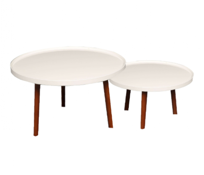 AB 2 Pcs Coffee Table Set - White and Brown - Zoom Image