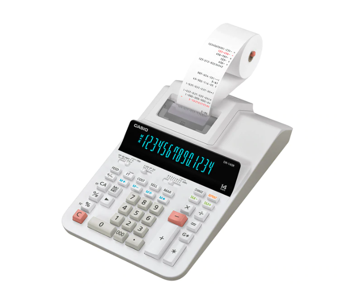 Casio DR-140R Desktop Type 14 Digit Printing Calculator - White - Zoom Image