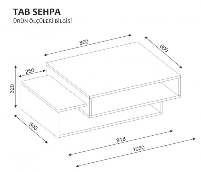 Coffee Table 1 Carton with Walnut and White Finish - Zoom Image 2