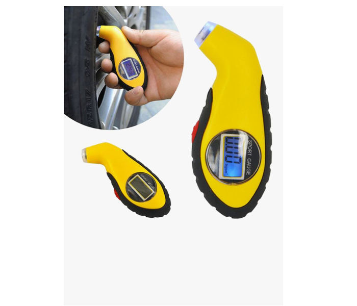 Digital Tyre Air Pressure Gauge Tester Tool - Yellow - Zoom Image