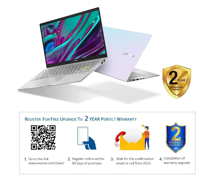 Asus VivoBook M433IA-EB532T 8GB RAM 1TB 14 Inch AMD R5-4500U  Windows 10 Home - White - Zoom Image 1