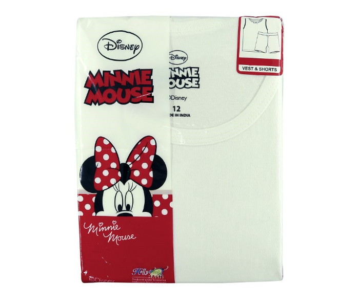 Disney MNWIS1 Minnie Mouse Vest and Shorts Set for 8 Year Kids - White - Zoom Image 1