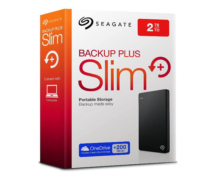 Seagate STDR2000200 Backup Plus Slim 2TB Portable External Hard Drive - Black - Zoom Image 6