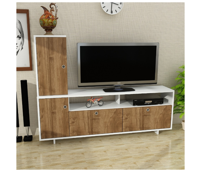 Jasper TV Table - White and Brown - Zoom Image 1