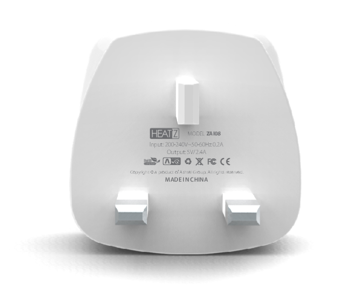 HeatZ ZAI08 Dual Port Fast Home Charger with Lightning Cable - White - Zoom Image 2