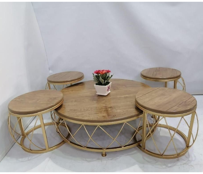 Arabic Majlis 3H44D1F3FH1 5 Piece Table Set - Gold - Zoom Image