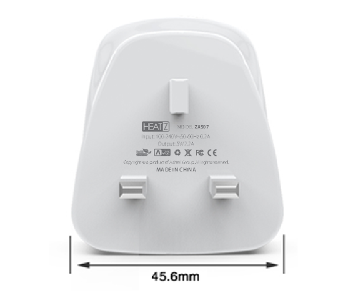 HeatZ ZAS07 Single Port Home Charger with Micro USB Cable - White - Zoom Image 2