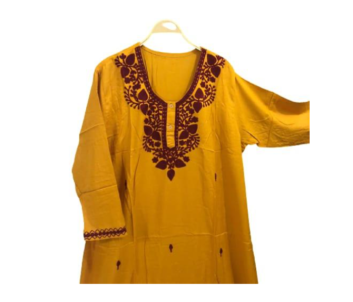 Cashmera Cotton Embroidery Large Breathable Soft Jalabiya - Yellow - Zoom Image 2