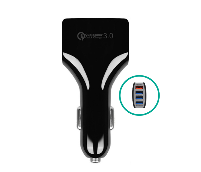 HeatZ ZCC021 Four Port Smart Fast Car Charger - Black - Zoom Image 2