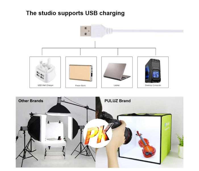 Puluz 30cm Folding Portable Ring Light Photo Lighting Studio Tabletop Shooting Tent Box Kit - White - Zoom Image 6