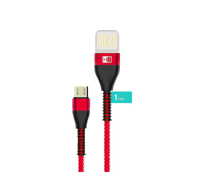 HeatZ ZCS07 1 Meter Nylon Material Micro USB Cable - Black and Red - Zoom Image