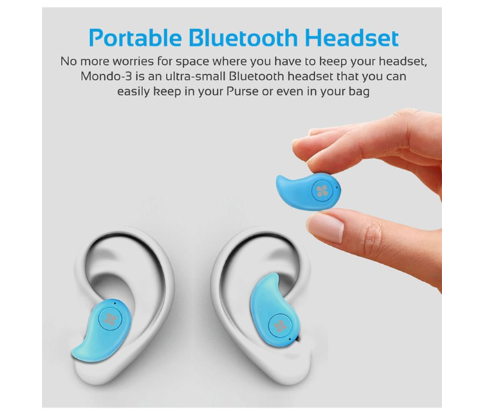 Promate Mini Wireless Mono Earphone Bluetooth Earbud with Built-In Mic for Hands-Free Calling for Smartphones Tablets Laptops - Blue - Zoom Image 4