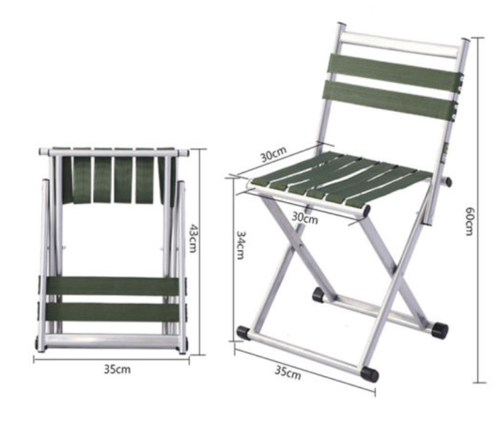 Taqdeer Bs-026 Folding Fishing Chair Seat For Outdoor Camping - Army Green - Zoom Image