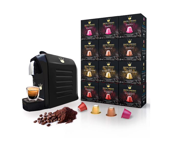 Swiss Presso 120 Capsules Nespresso and Espresso Coffee Machine  - Black  - Zoom Image 1