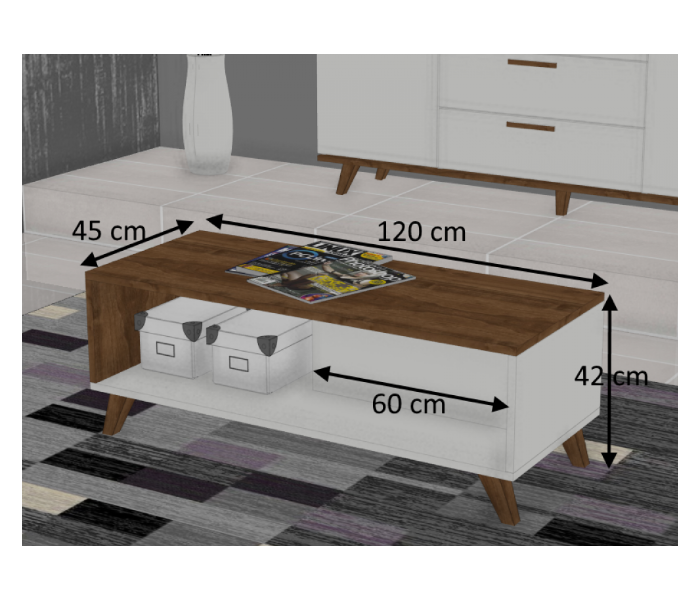 Trend Model Coffee Table Tv Table And Hallway Set - White And Brown - Zoom Image 3