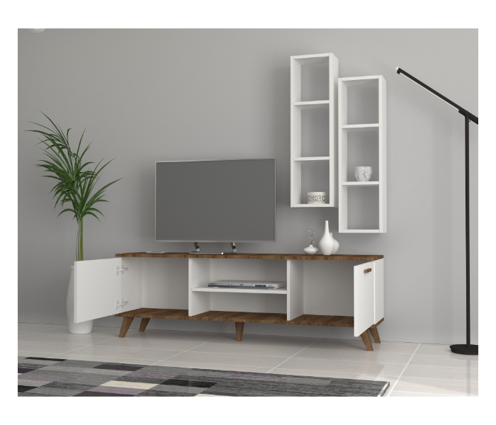 Trend Model Coffee Table Tv Table And Hallway Set - White And Brown - Zoom Image 2