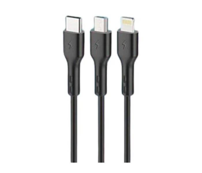 HeatZ ZC302 3 in 1 Charging Cable - Black - Zoom Image