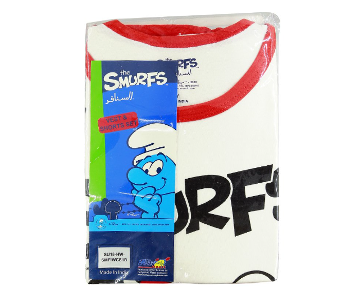 The Smurfs SMFIWCS1B 10 Years Vest and Shorts Set - White - Zoom Image