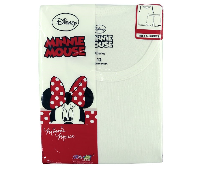 Disney MNWIS1 Minnie Mouse Vest and Shorts Set for 10 Year Kids - White  - Zoom Image 1