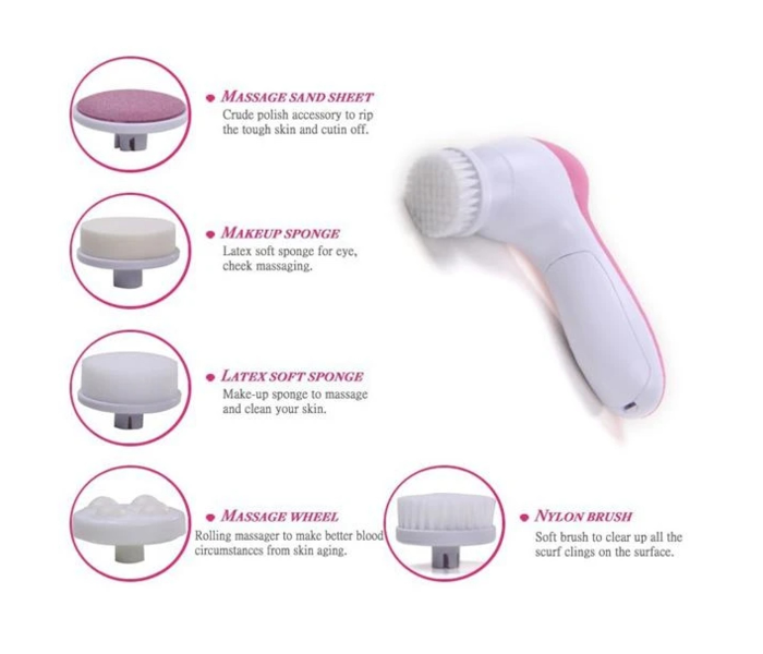 5-In-1 Beauty Care Face Massager - Pink and White - Zoom Image 1