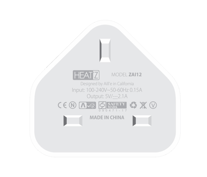 HeatZ ZAI12 Single Port Home Charger with Lightning Cable - White - Zoom Image 3