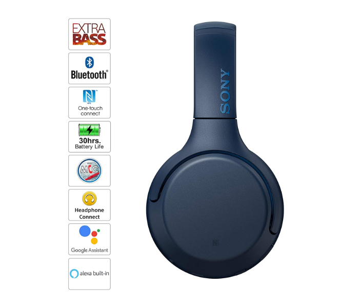 Sony WH-XB700 Wireless Bluetooth Extra Bass Headphones - Blue - Zoom Image 6