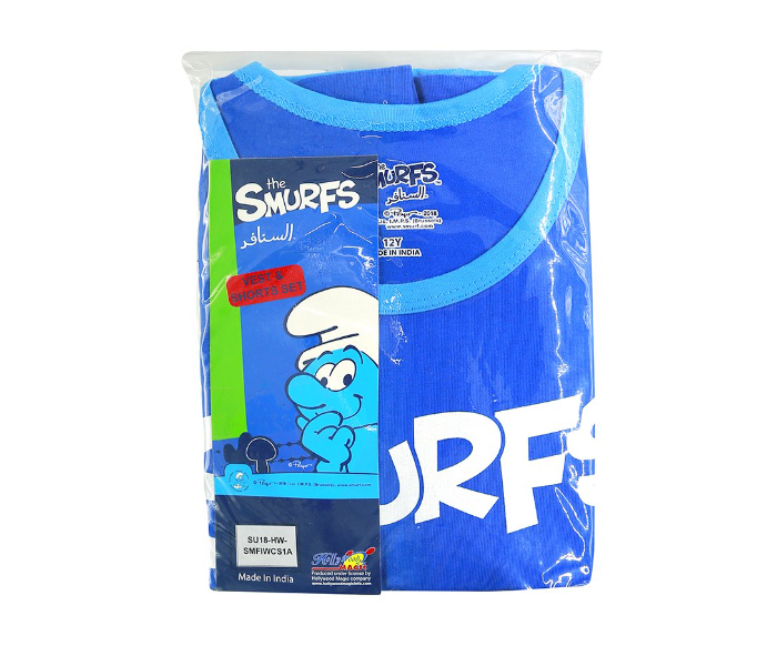 The Smurfs SMFIWCS1A 10 Years Vest and Shorts Set - Blue - Zoom Image