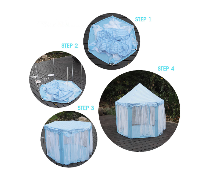 Princess Castle Play Tent Indoor and Outdoor Play House For Kids Large - Blue - Zoom Image 2