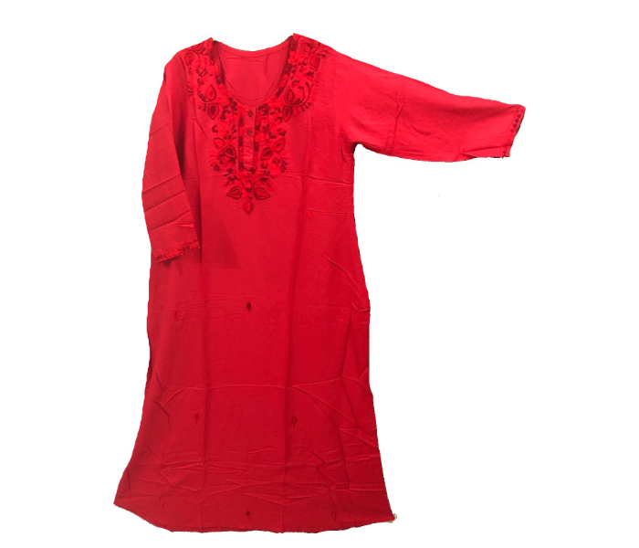 Cashmera Cotton Embroidery Extra Large Breathable Soft Jalabiya - Red - Zoom Image 1